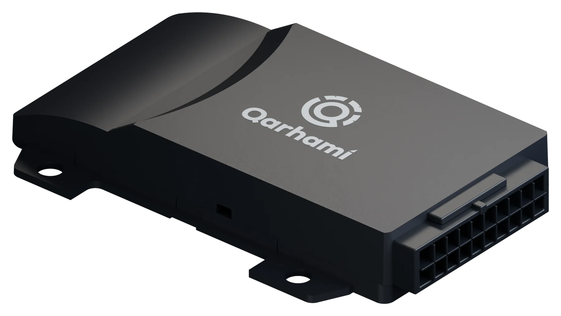 Qarhami Track hardwired GPS tracker, front three-quarter view