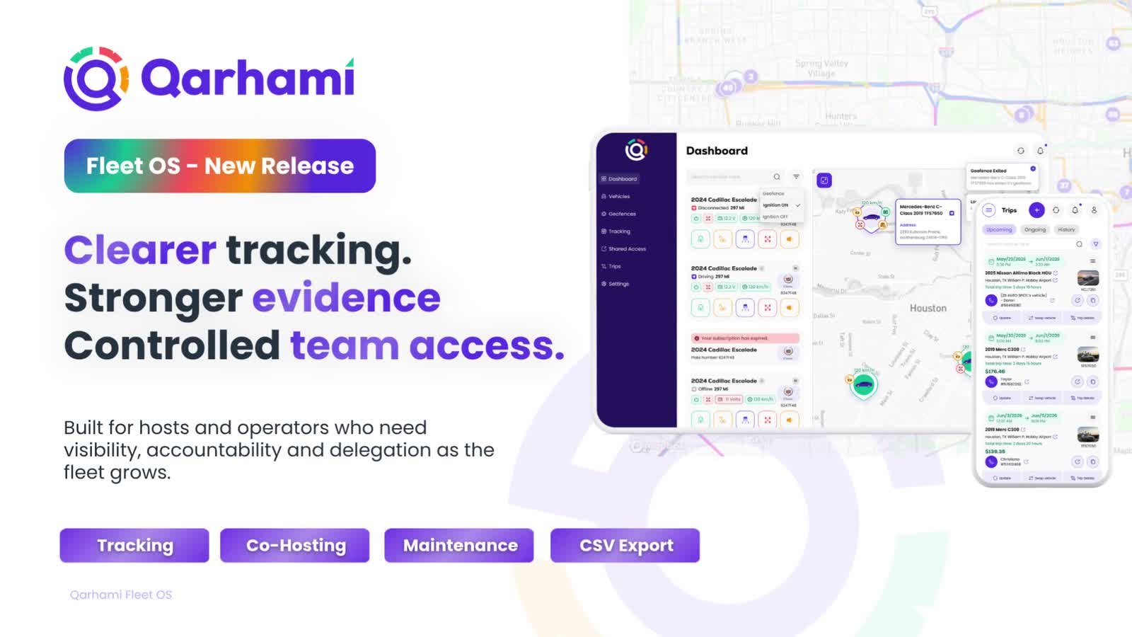 Qarhami Fleet OS V5.0 release overview featuring the Qarhami application interface